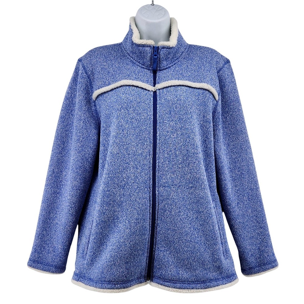 T by Talbots Fleece Jacket Womens‎ XLp Petite Blue Full Zip Lined Comfortcore